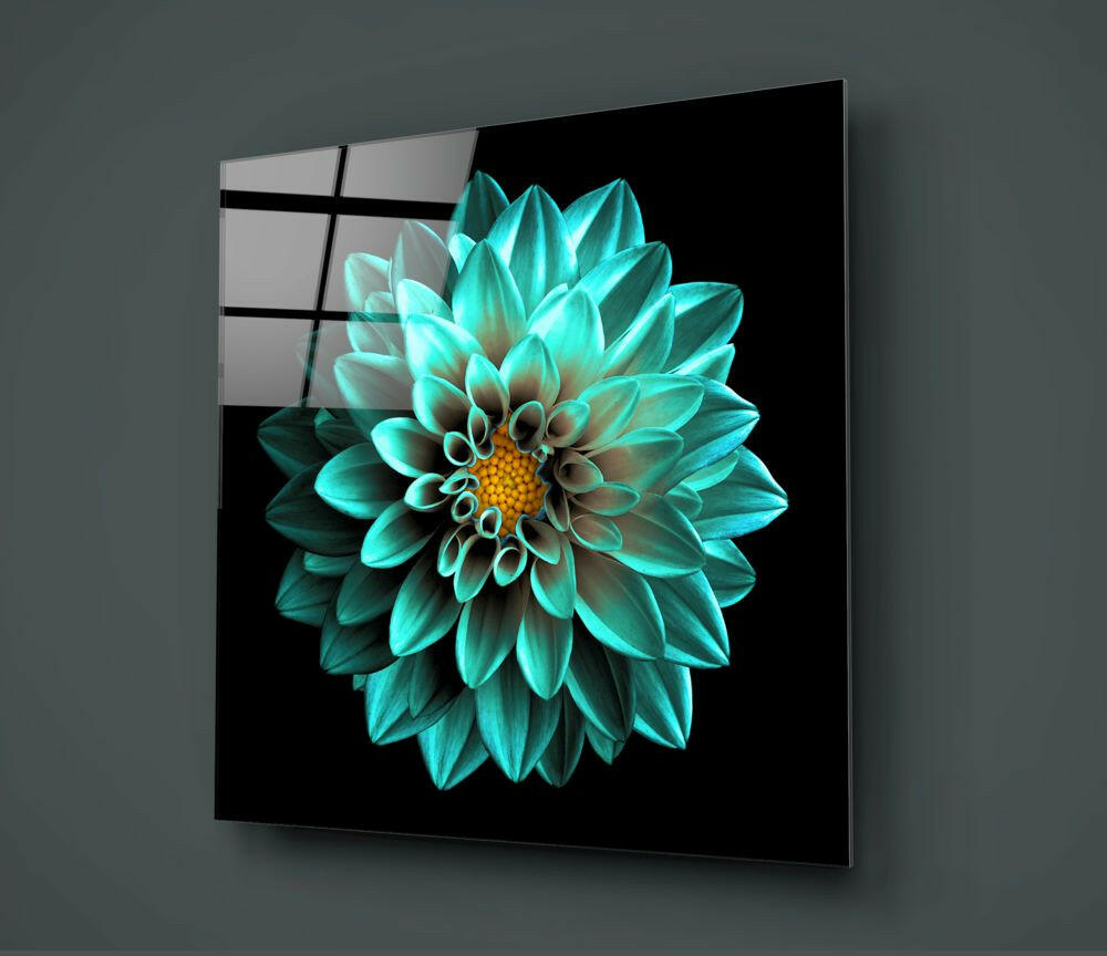 Green Flower Glass Wall Art.