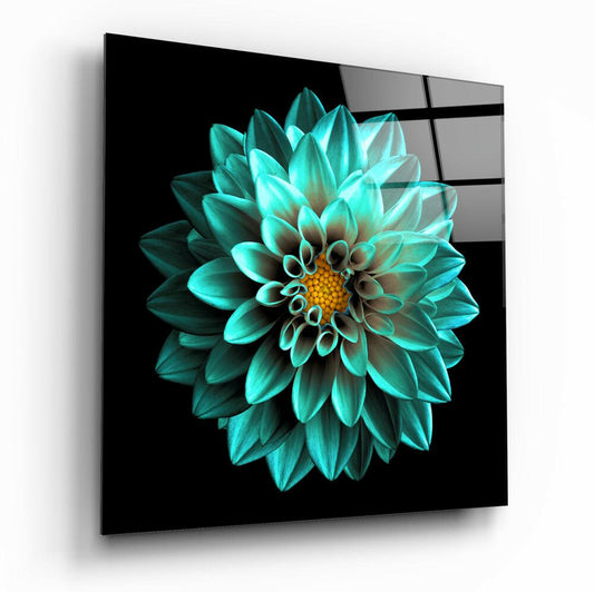 Green Flower Glass Wall Art.