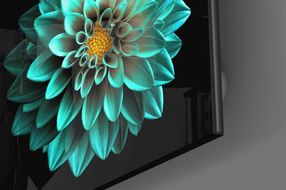 Green Flower Glass Wall Art.