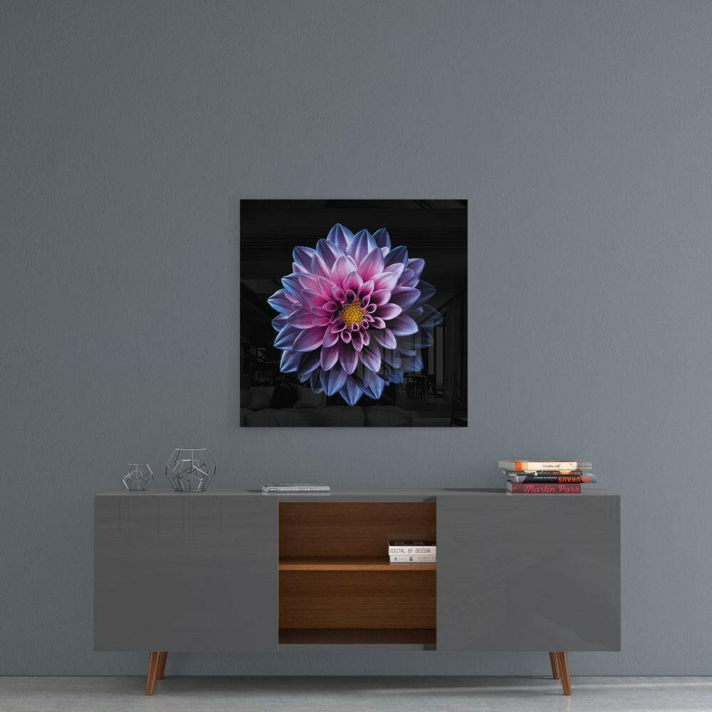 Purple Flower Glass Wall Art.