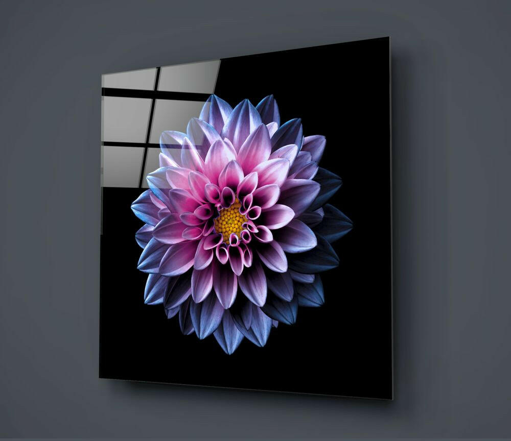 Purple Flower Glass Wall Art.