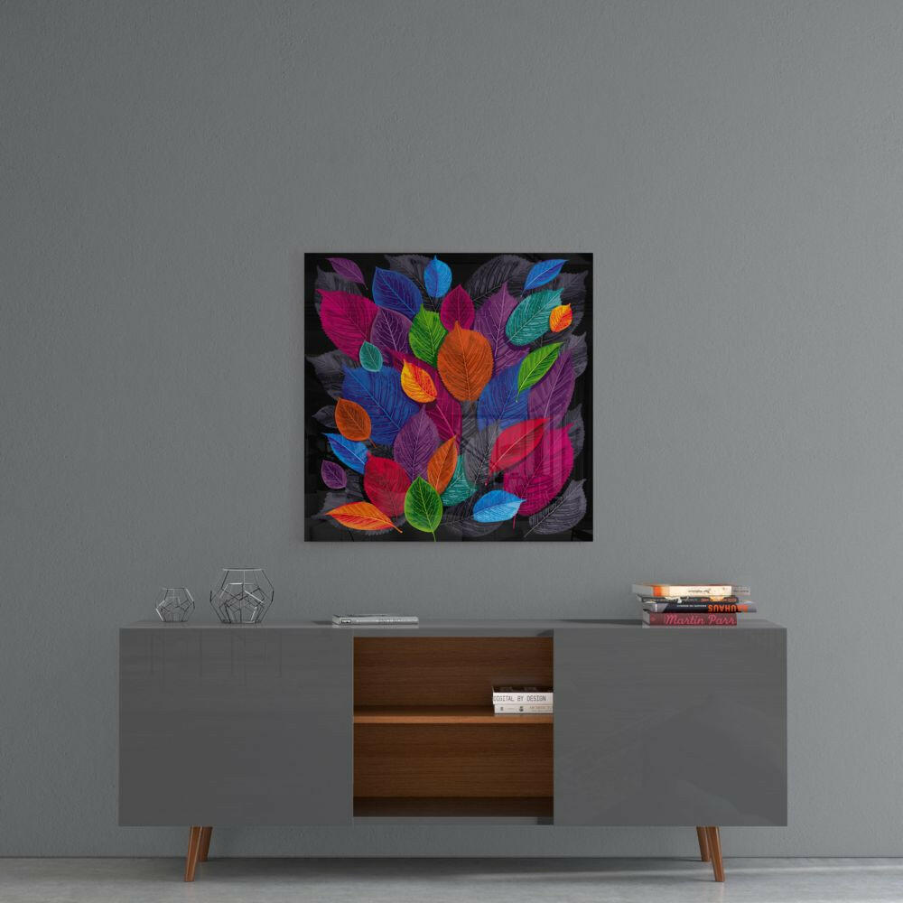 Colorful Leaves Glass Wall Art.