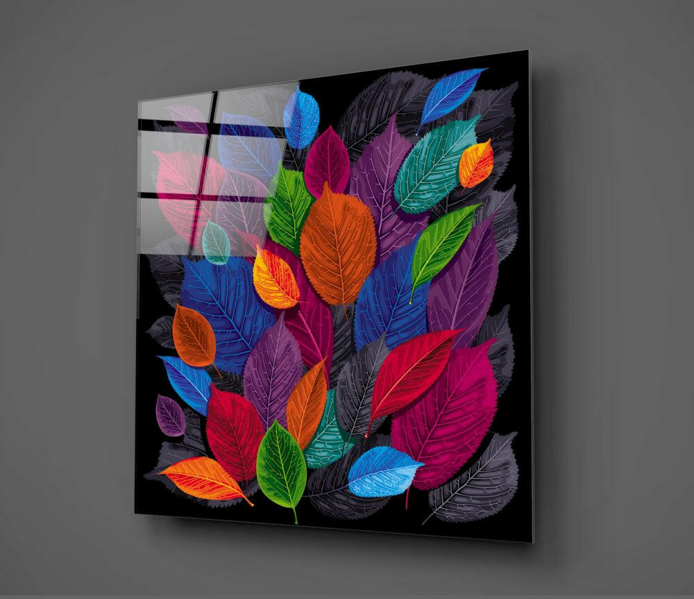 Colorful Leaves Glass Wall Art.
