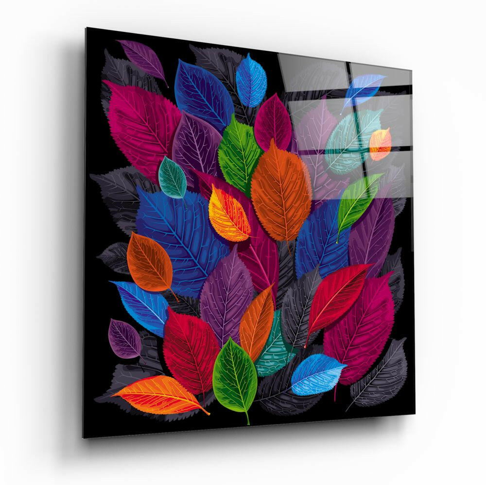 Colorful Leaves Glass Wall Art.