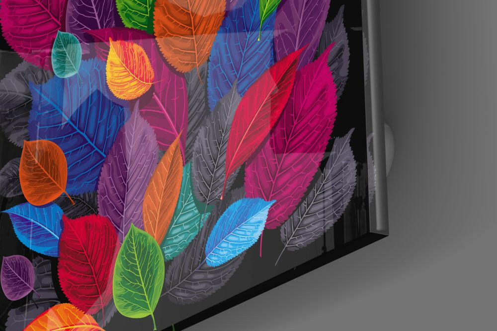 Colorful Leaves Glass Wall Art.