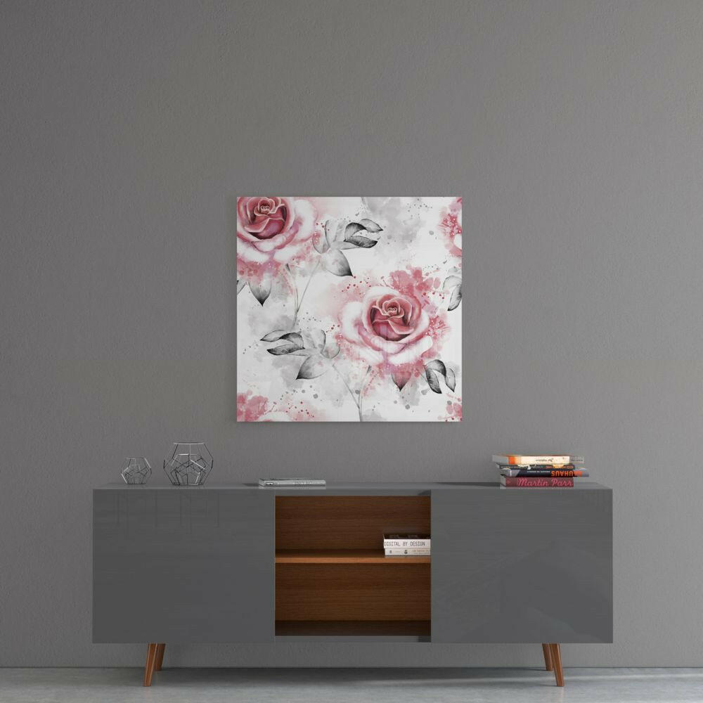 Pink Rose Glass Wall Art.