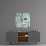 Green Flower Glass Wall Art.