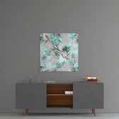 Green Flower Glass Wall Art.