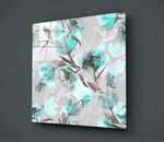 Green Flower Glass Wall Art.