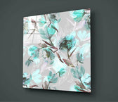 Green Flower Glass Wall Art.