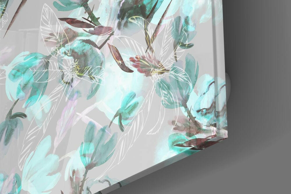 Green Flower Glass Wall Art.