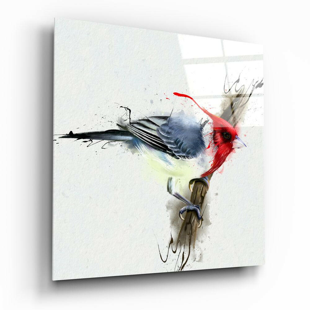 Red Bird Glass Wall Art.