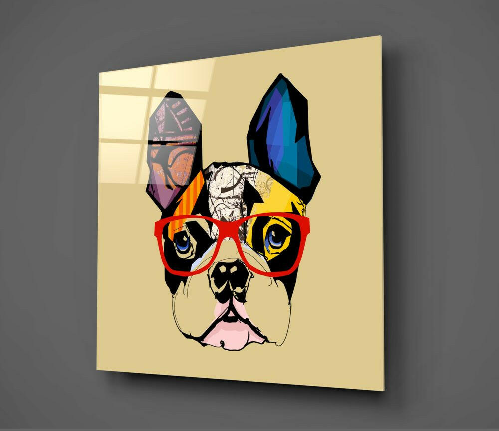 Bulldog Dog Glass Wall Art.