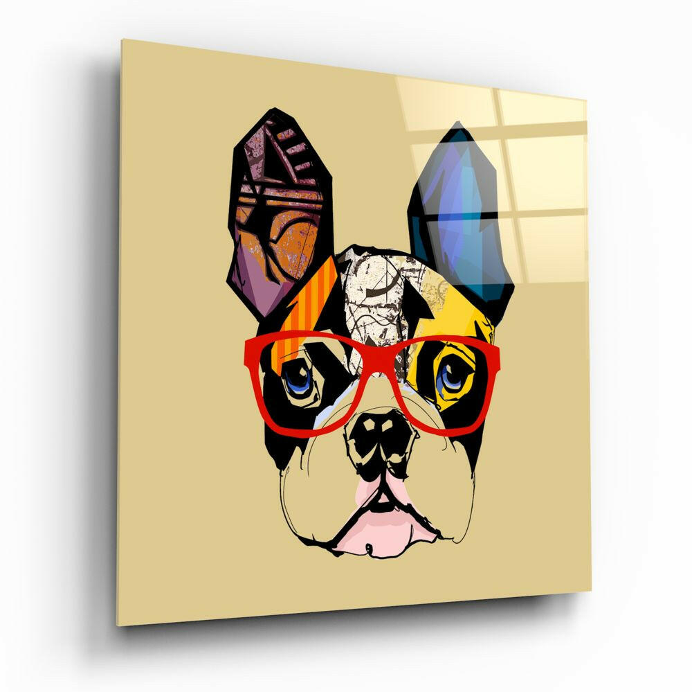 Bulldog Dog Glass Wall Art.