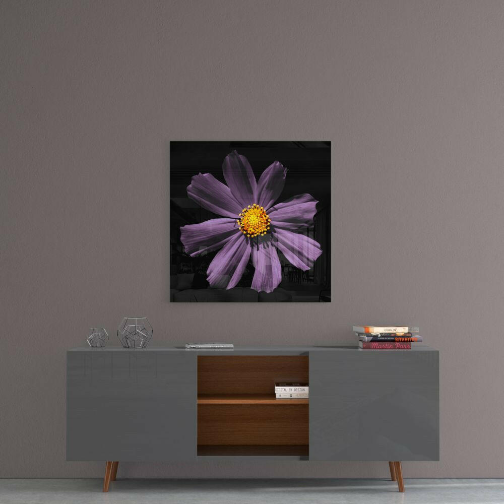 Pink Flower Glass Wall Art.