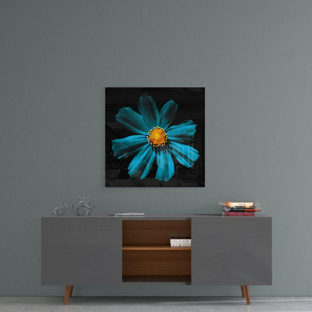 Green Flower Glass Wall Art.