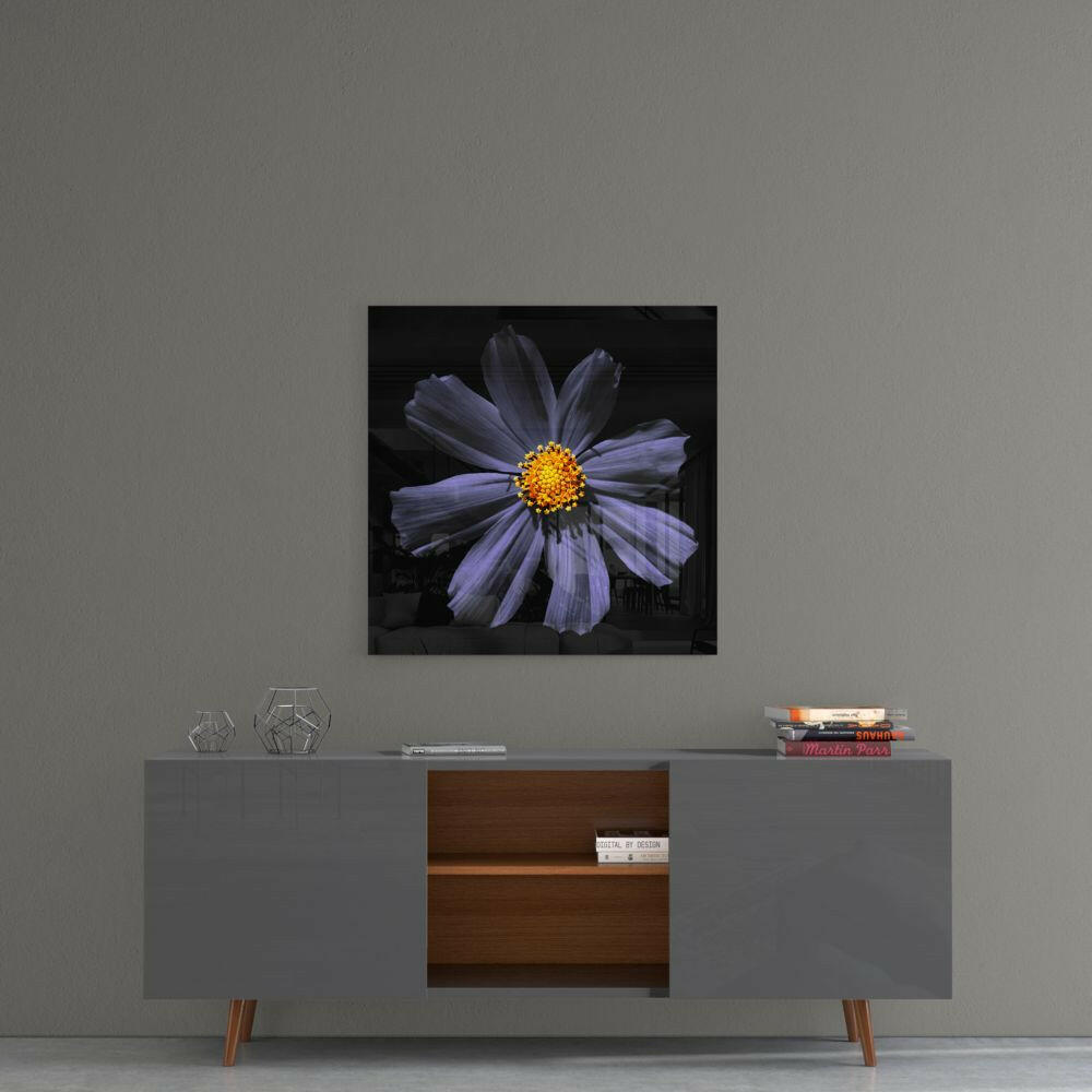 Purple Flower Glass Wall Art.