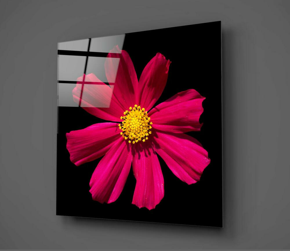 Red Flower Glass Wall Art.