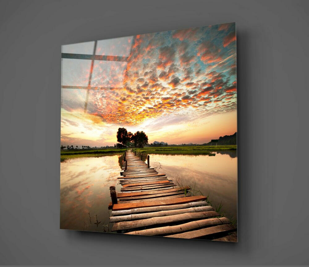 Dock and Landscape Glass Wall Art.