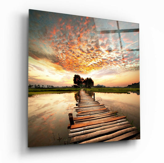 Dock and Landscape Glass Wall Art.