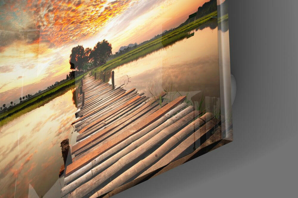 Dock and Landscape Glass Wall Art.