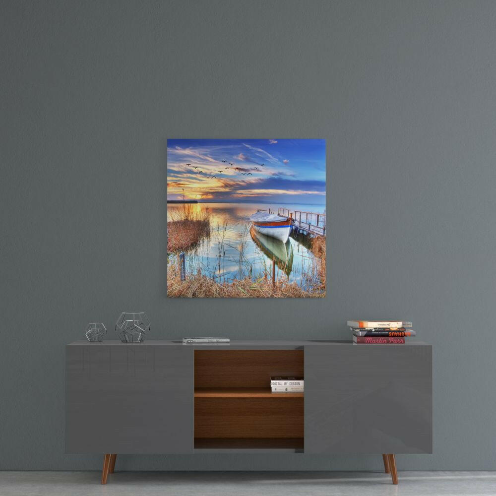 Lake Landscape Glass Wall Art.