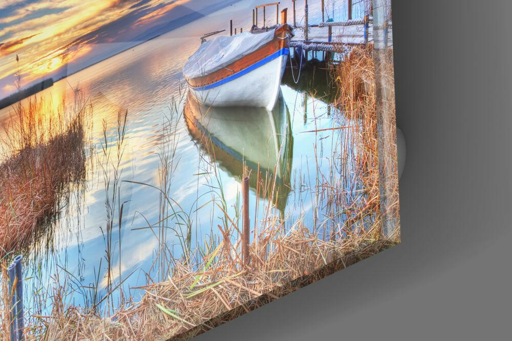 Lake Landscape Glass Wall Art.