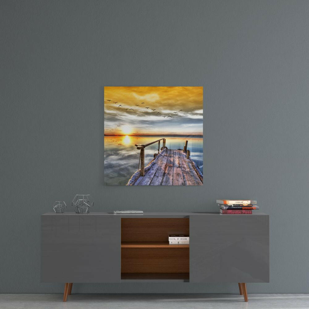Sunset Landscape Glass Wall Art.