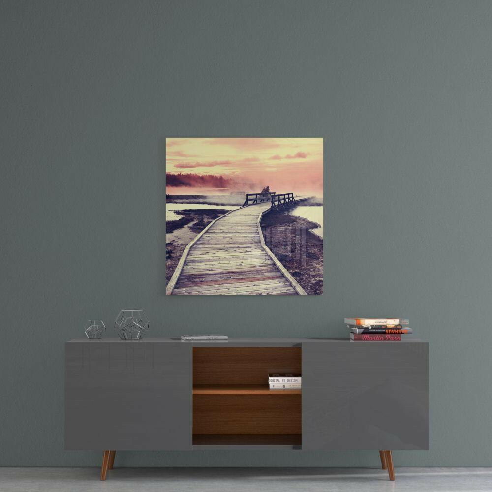 Sunset Landscape Glass Wall Art.