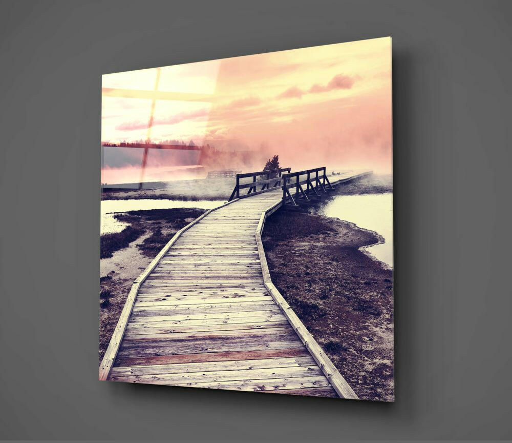 Sunset Landscape Glass Wall Art.