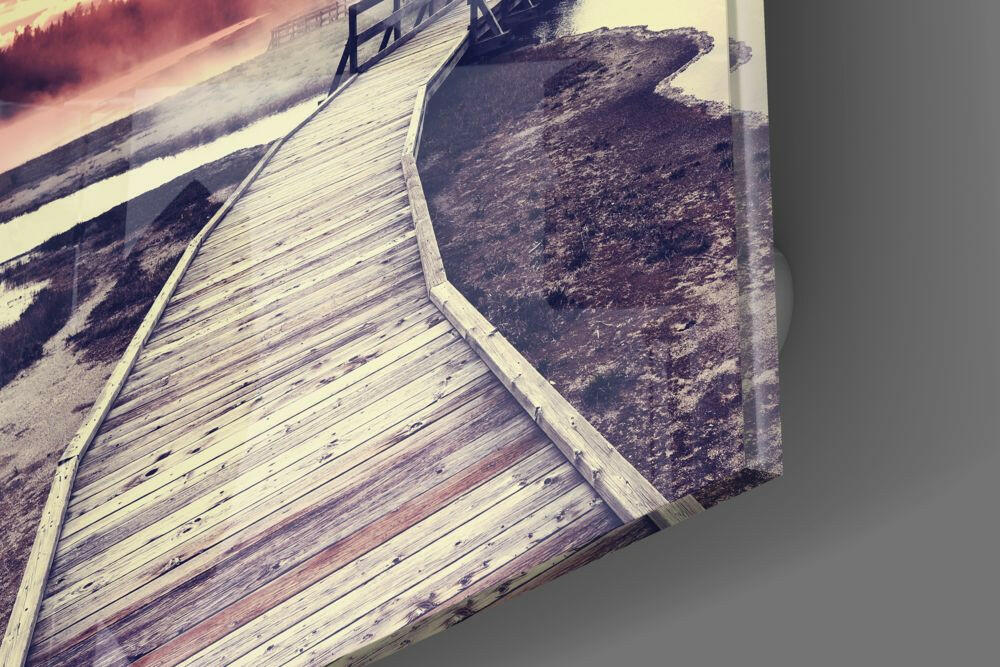 Sunset Landscape Glass Wall Art.