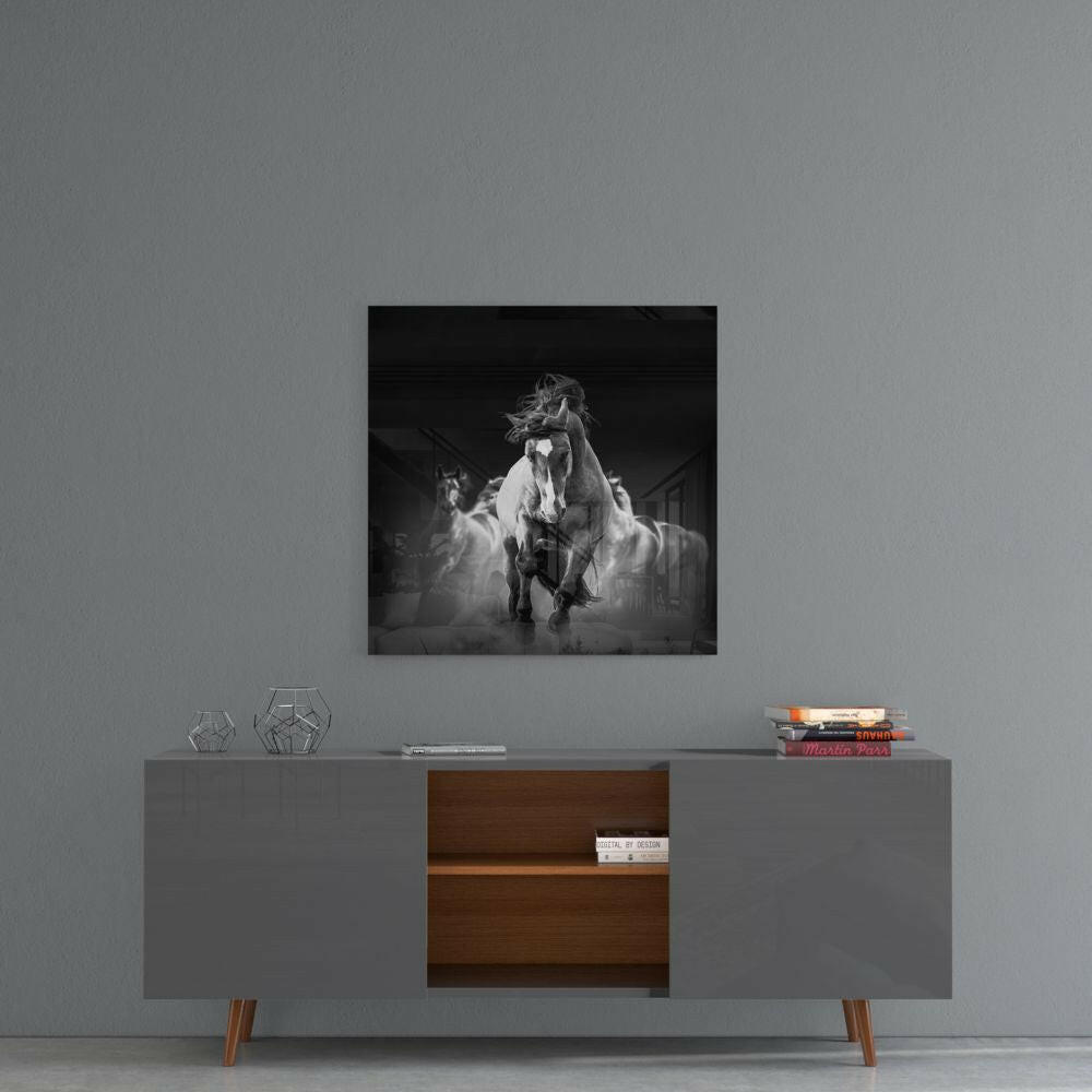 Running Horse Glass Wall Art.