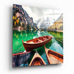 Lake and Mountain Landscape Glass Wall Art.