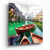 Lake and Mountain Landscape Glass Wall Art.