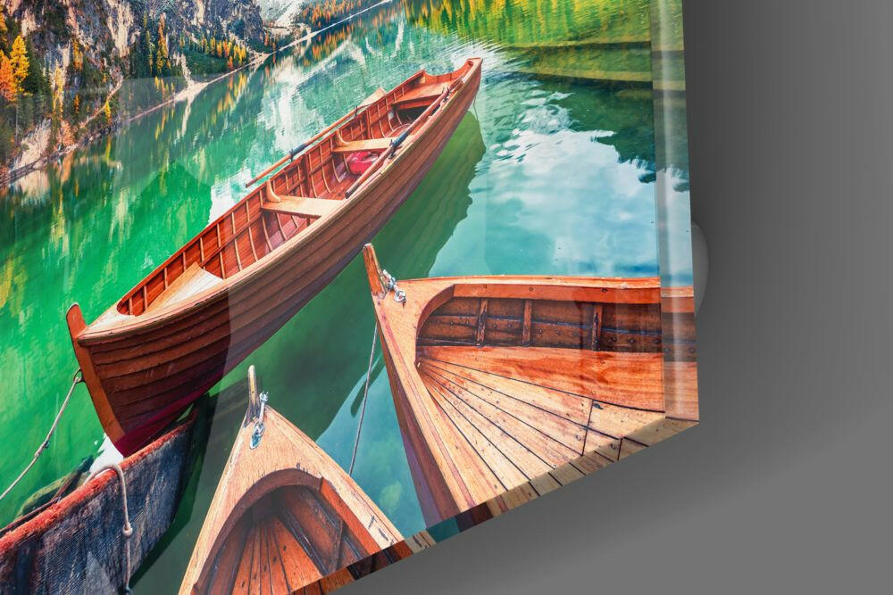 Lake and Mountain Landscape Glass Wall Art.