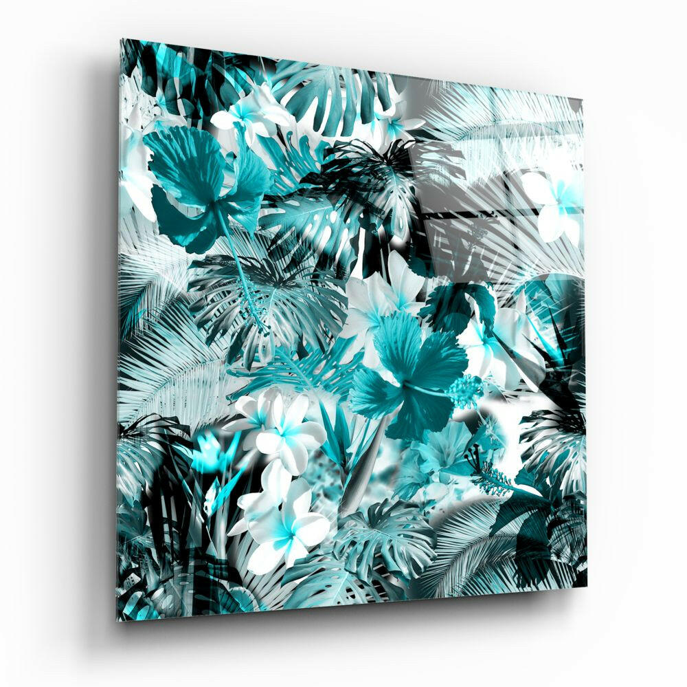 Tropical Leaves Glass Wall Art.