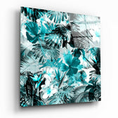 Tropical Leaves Glass Wall Art.