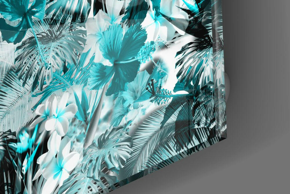 Tropical Leaves Glass Wall Art.