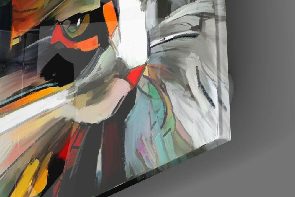 Abstract Cat Glass Wall Art.