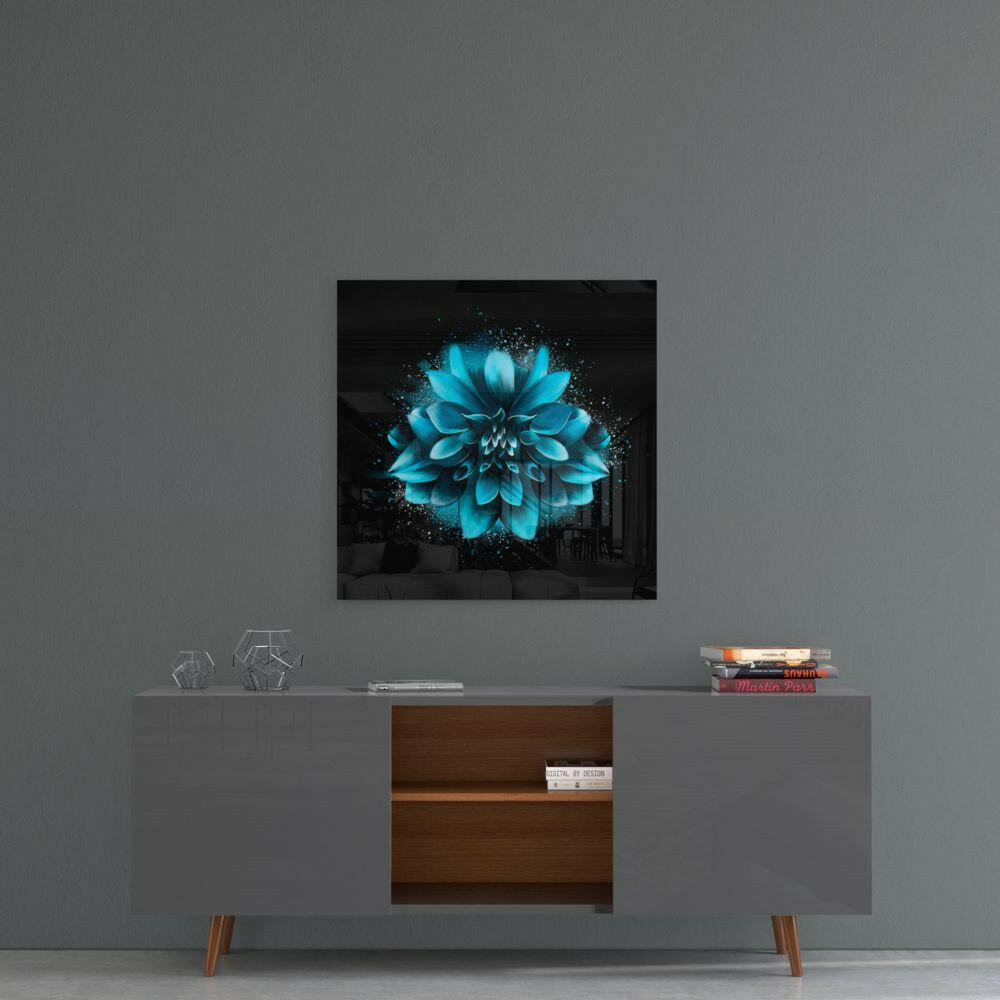 Blue Flower Glass Wall Art.