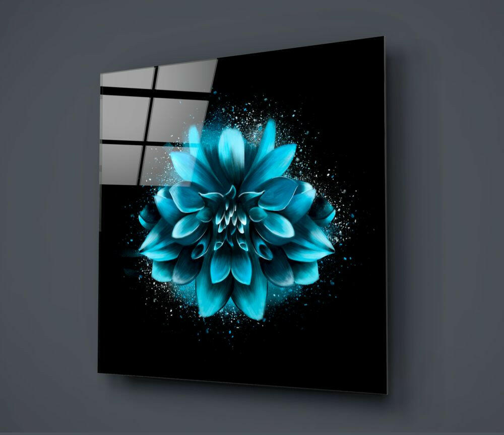 Blue Flower Glass Wall Art.