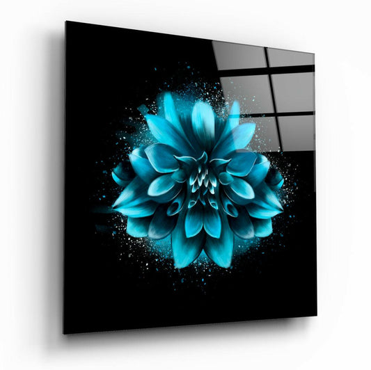 Blue Flower Glass Wall Art.