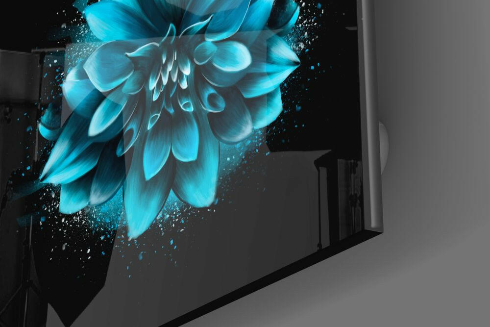 Blue Flower Glass Wall Art.