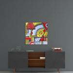 Abstract Houses Glass Wall Art.