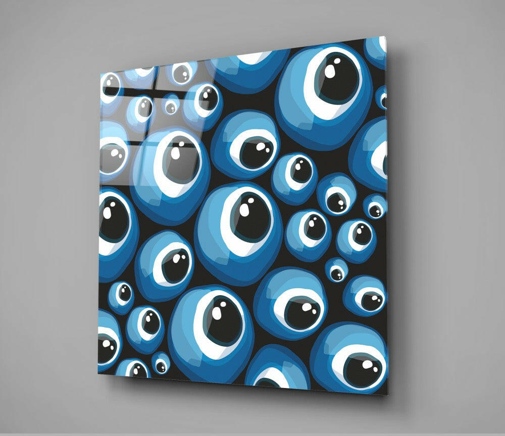 Blue Evil Eye Beads Glass Wall Art.