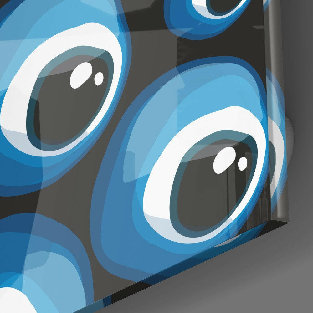 Blue Evil Eye Beads Glass Wall Art.