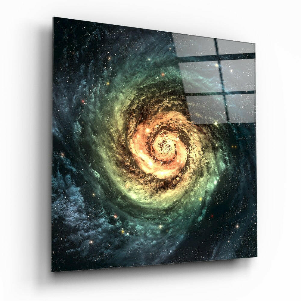 Space Yellow Infinity Glass Wall Art.