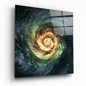 Space Yellow Infinity Glass Wall Art.