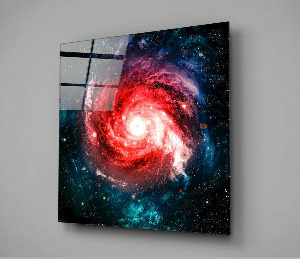 Space Red Infinity Glass Wall Art.