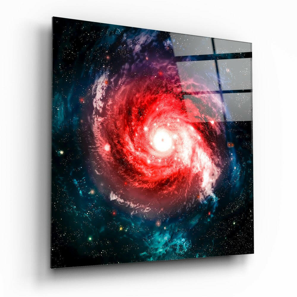 Space Red Infinity Glass Wall Art.